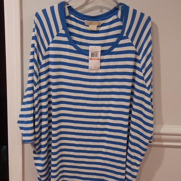 Michael Kors NWT 2X striped blouse - Picture 3 of 6